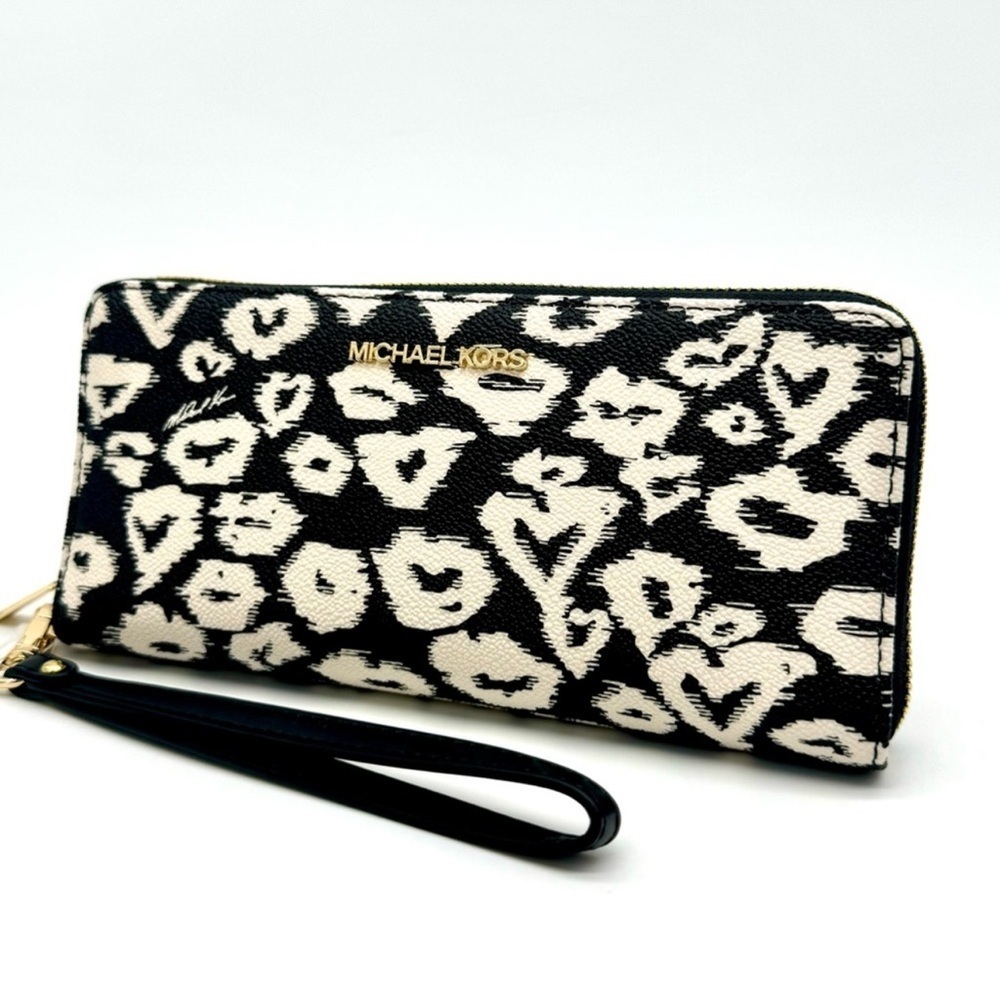 Michael Kors Large Travel Continental Wallet Wristlet Black Multi - Picture 2 of 9